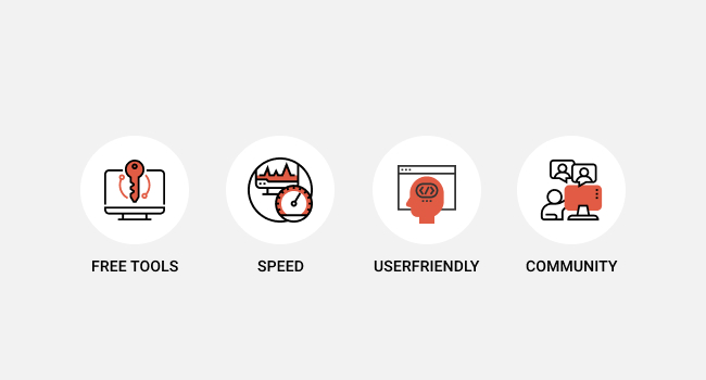 circles picturing the advantages of django framework