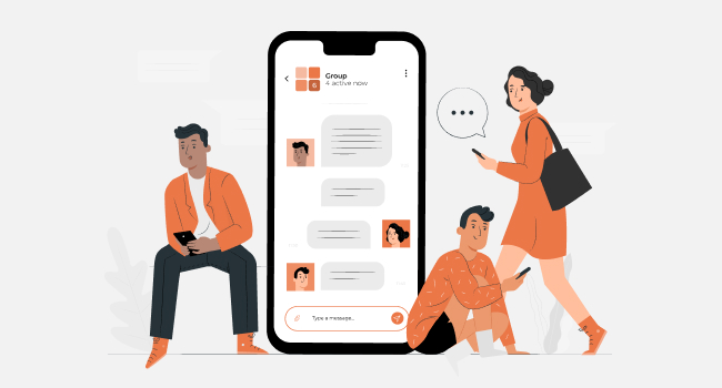 group of people communicating in a chat group online
