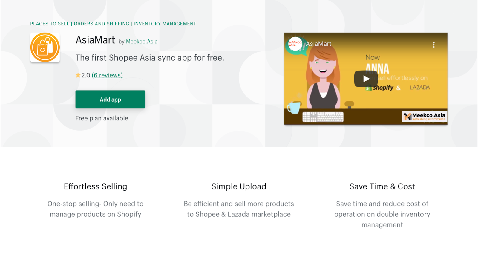 asiamart promo page for install
