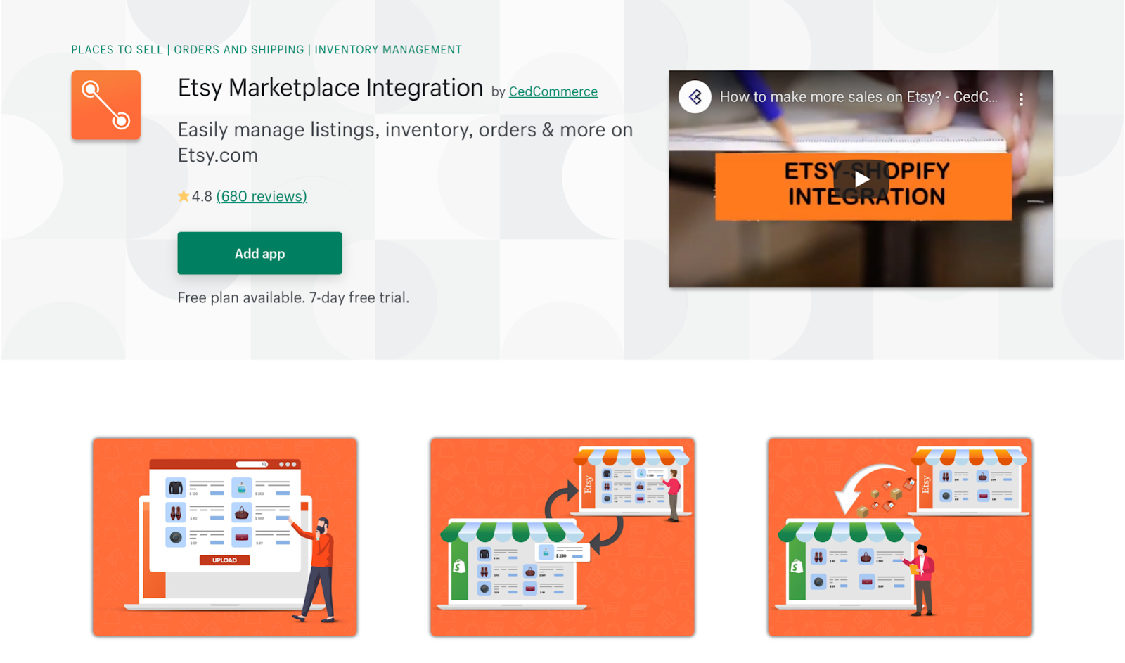 Etsy Marketplace promo page for install